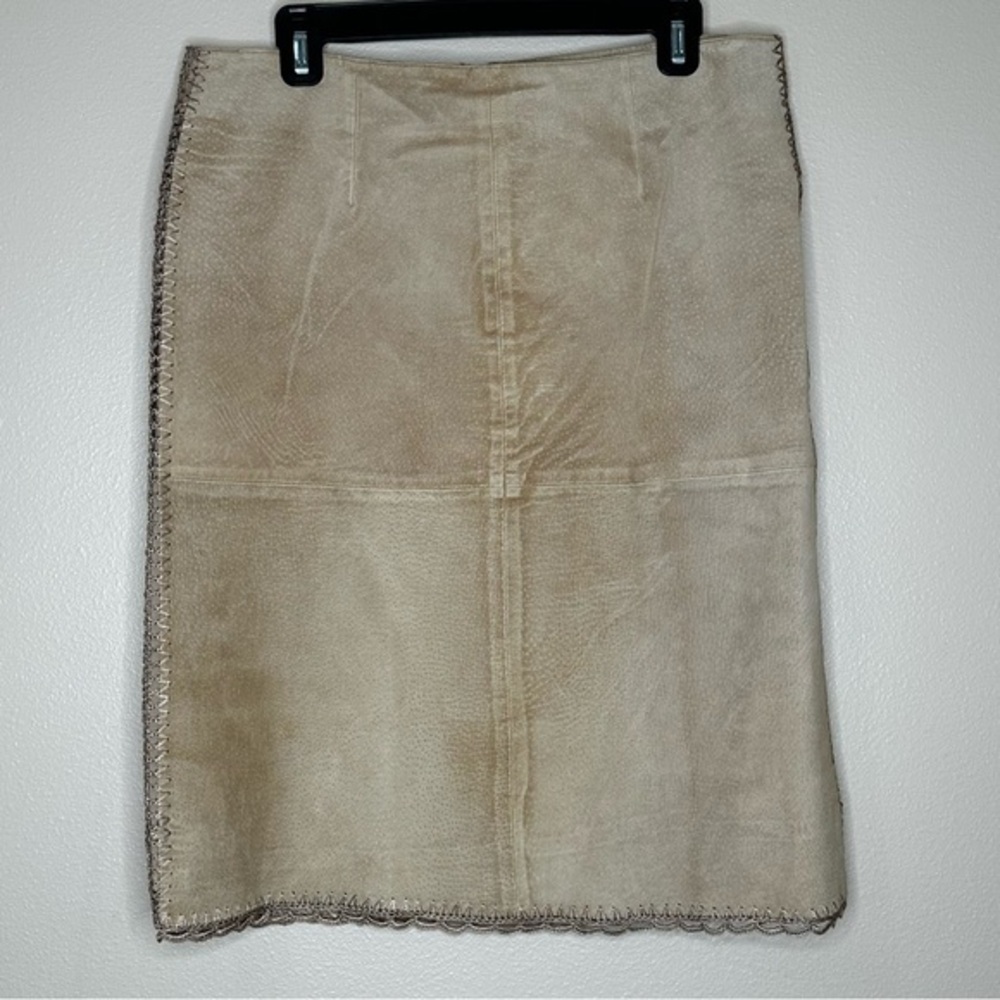 Vintage Y2K Boutique Europa‎ A-Line Mini Skirt Size 12 100% Leather crocheted